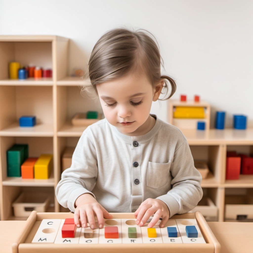 child playing with wooden toy