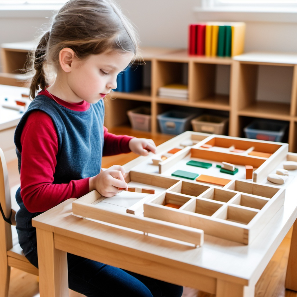 child playing with montessori puzzle