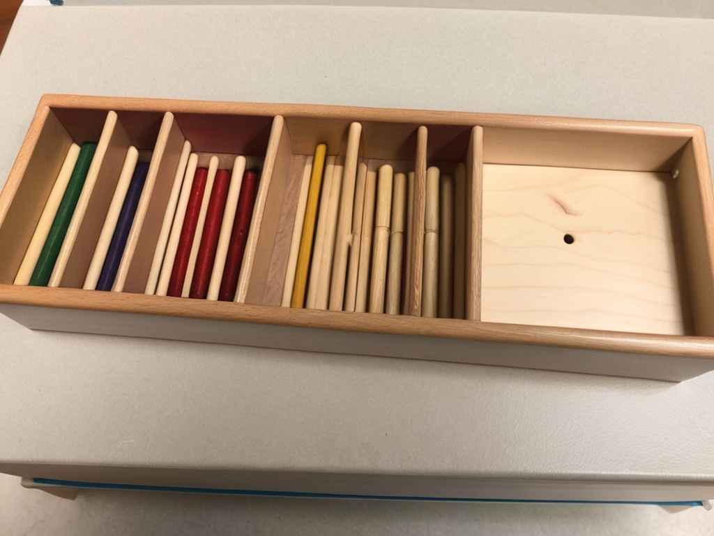 montessori spindle box with wooden sticks to represent numbers